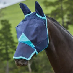Weatherbeeta Comfitec Fine Mesh Mask With Ears & Nose Navy/Turquoise