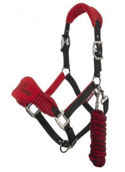 Le Mieux Vogue Fleece Headcollar & Leadrope Chilli/Black 1 Le Mieux Vogue Fleece Headcollar & Leadrope Chilli/Black