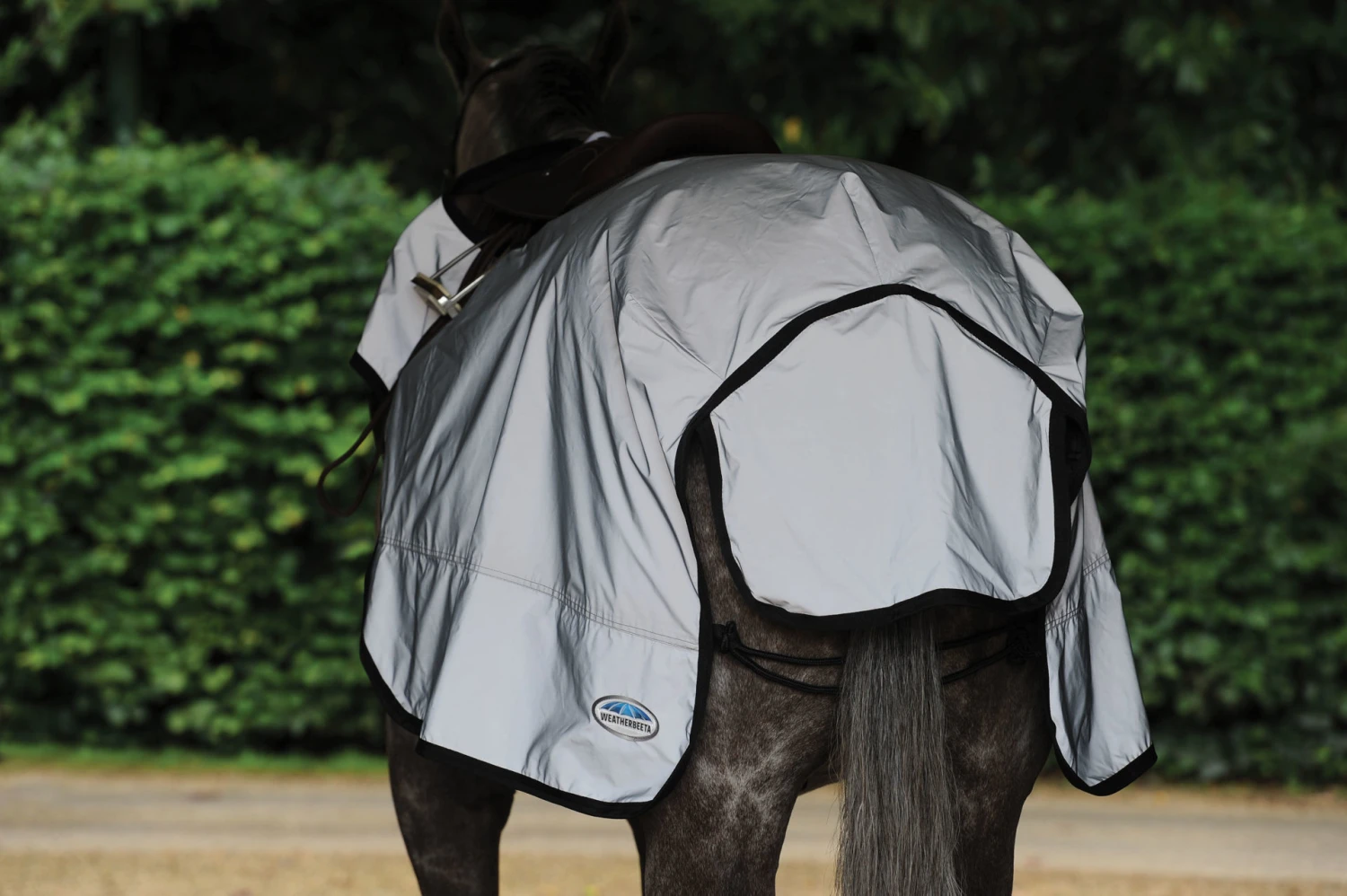 Weatherbeeta Reflective Wrap Around Excercise Sheet Silver/Black 2 Weatherbeeta Reflective Wrap Around Excercise Sheet Silver/Black - Image 2