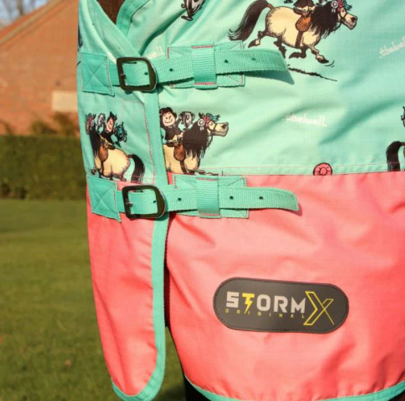StormX Original 0g Turnout Rug Thelwell Collection Trophy Mint/Pink/Teal 2 StormX Original 0g Turnout Rug Thelwell Collection Trophy Mint/Pink/Teal - Image 2