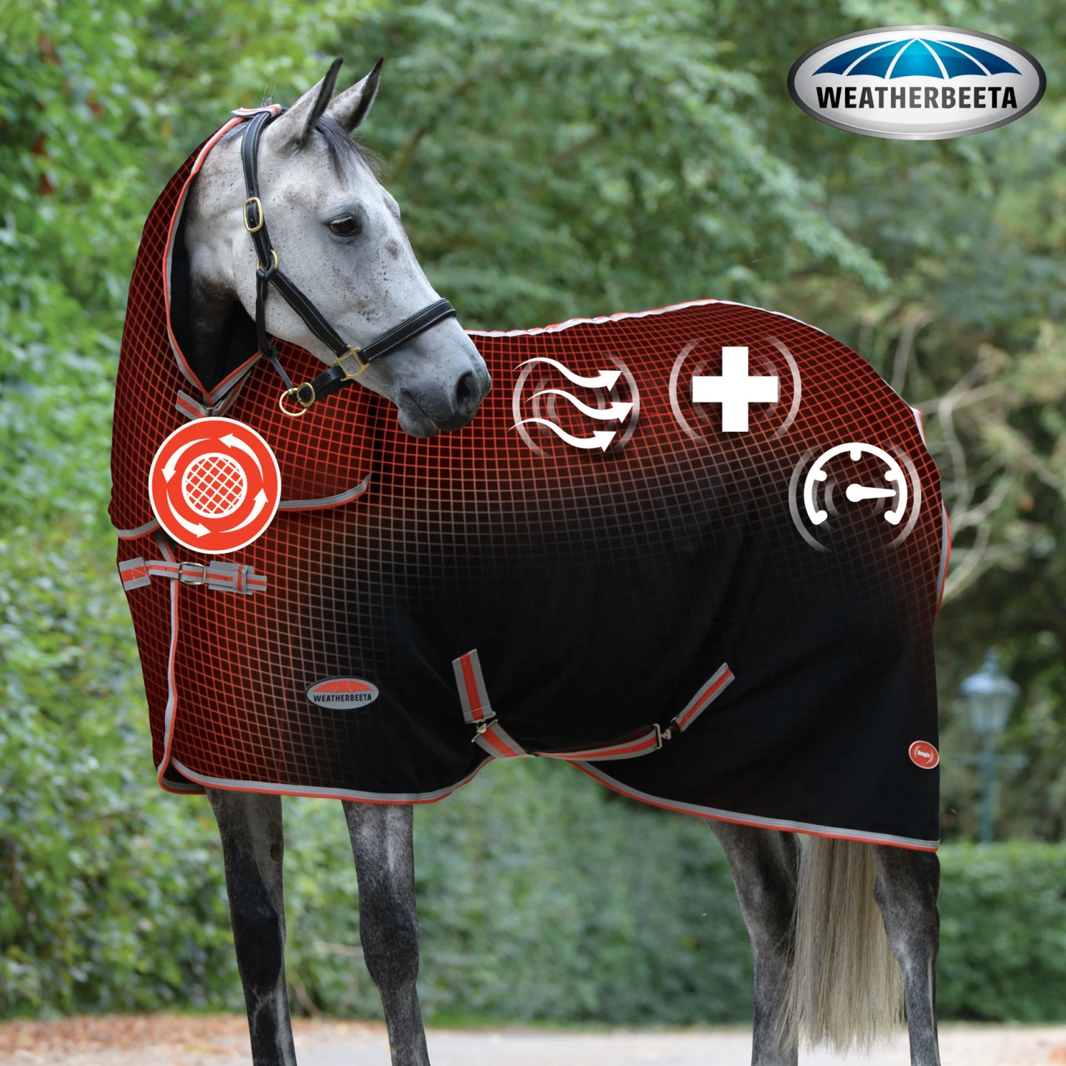 Weatherbeeta Therapy-Tec Fleece Combo Black/Silver/Red 3 Weatherbeeta Therapy-Tec Fleece Combo Black/Silver/Red - Image 3