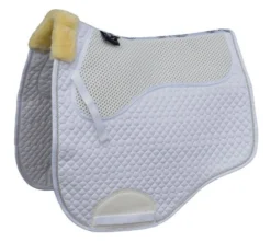 Rhinegold Non-Slip Gel Saddle Pad Luxe Fur Trim White Full