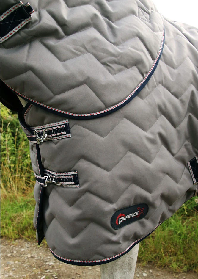 DefenceX System 300g Stable Rug With Detachable Neck - Grey/Navy/Light Grey 2 DefenceX System 300g Stable Rug With Detachable Neck - Grey/Navy/Light Grey - Image 2