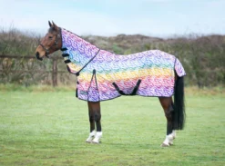 StormX Oringinal Zebra Rainbow Print Fly Rug Rainbow/Black