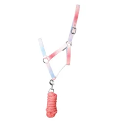 Hy Equestrian Ombre Head Collar And Lead Rope Coral/Blue