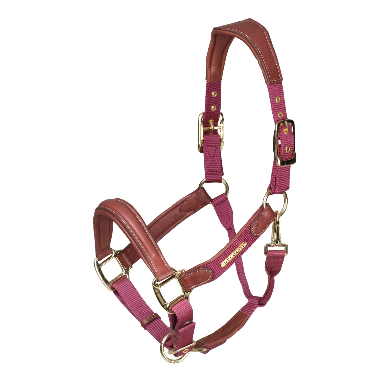 Shires Velociti Lusso Padded Leather Headcollar Burgundy 1 Shires Velociti Lusso Padded Leather Headcollar Burgundy
